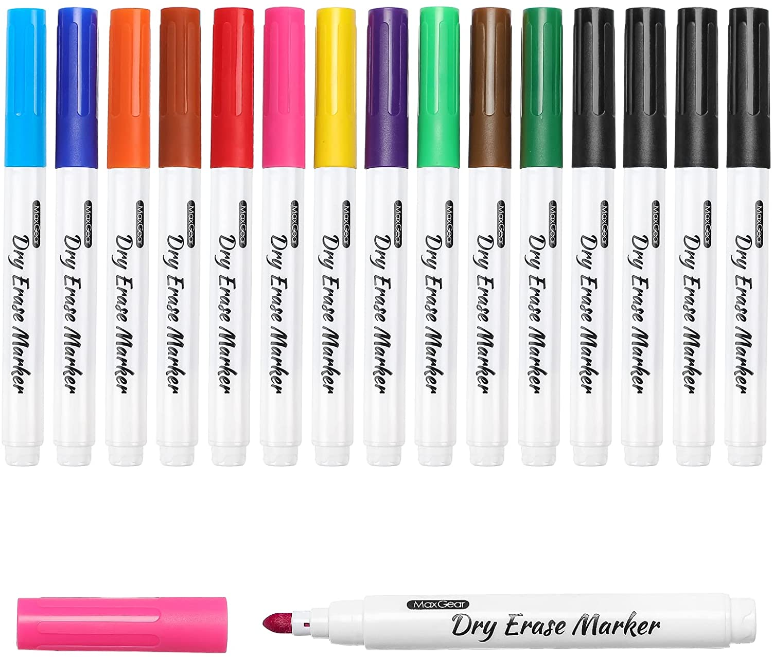 Dry Erase Markers Fine Tip Low-Odor White Board Markers Bulk for Kids Thin Dry Erase Marker for Office Home School Supplies, 15 Pack