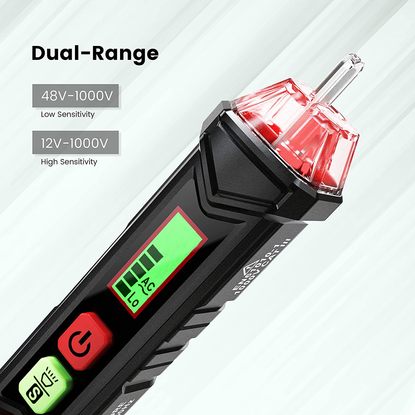 KAIWEETS Voltage Tester/Non-Contact Voltage Tester with Dual Range AC 12V-1000V/48V-1000V, Live/Null Wire Tester, Electrical Tester with LCD Display, Buzzer Alarm, Wire Breakpoint Finder-HT100