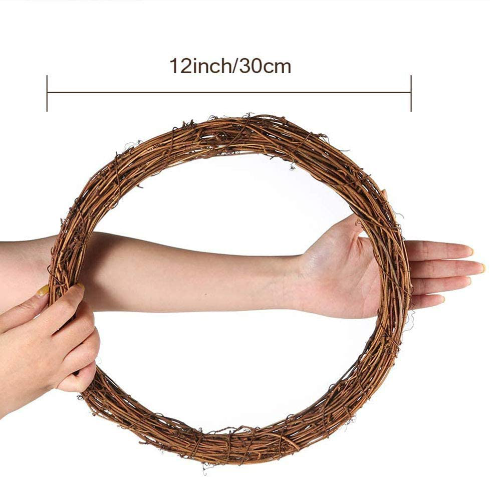Natural Grapevine Wreaths, Vine Branch Wreath Garland for DIY Christmas Craft Rattan Front Door Wall Hanging Holiday Party Decors (12 Inch, 2 Pack)