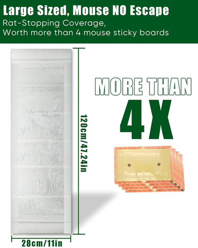 SEEKBIT 3 Pack Rat Sticky Traps Extra Large, Clear Mouse Glue Trap Sticky Trap for Mice and Rats, Enhanced Stickiness Trapping Pads Snakes Spiders Roaches for House Rodent Pest Control - 47.2X11