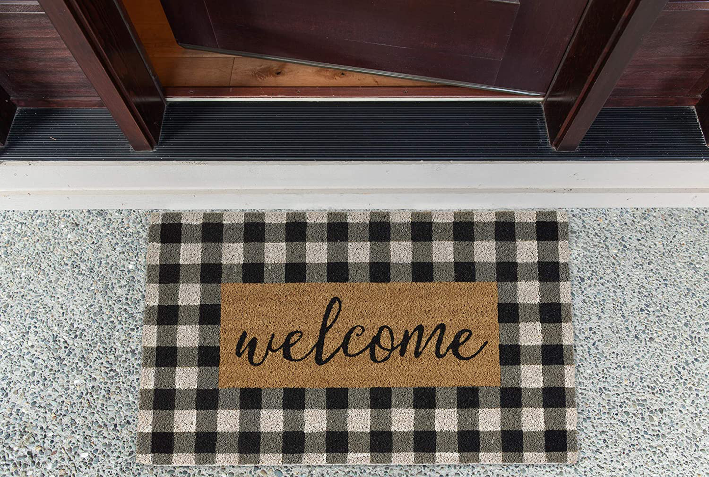 DII Natural Coir Doormat, Checkers Mat, Checkers Welcome, 18X30"