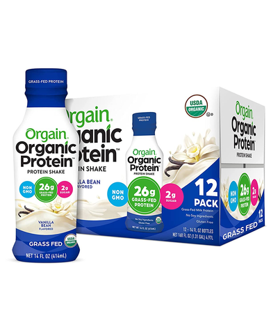 Orgain Organic 26G Grass Fed Whey Protein Shake, Vanilla Bean - Meal Replacement, Ready to Drink, Low Net Carbs, No Sugar Added, Gluten Free, Non-Gmo, 14 Fl Oz (Pack of 12) (Packaging May Vary)