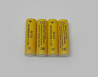 AA Ni-Cd 600mAh Yellow Rechargable Batteries for Solar Powered Units (4-Pack)