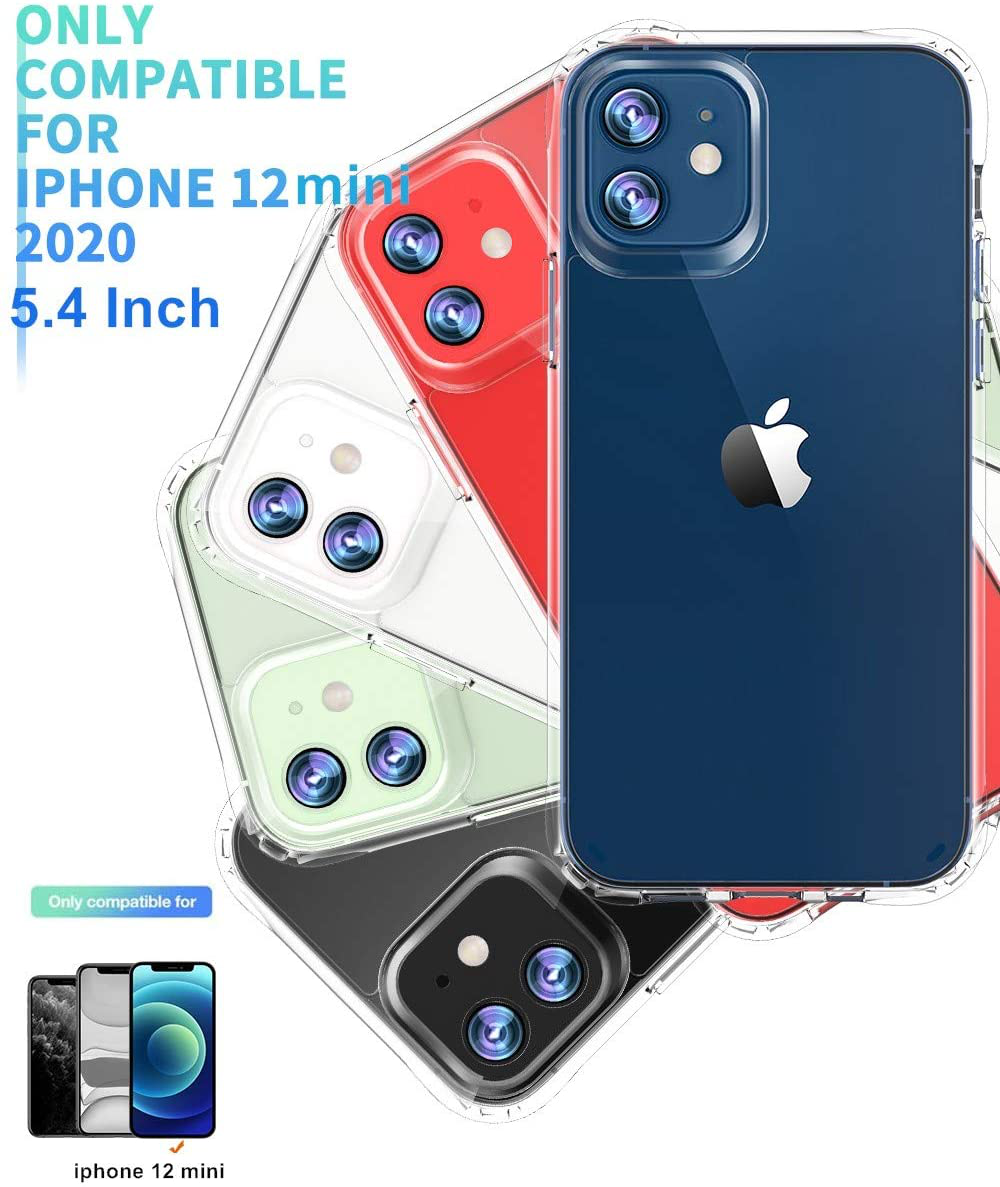 AEDILYS Compatible with Iphone 12 Mini Case (2020),[Airbag Series] with [2 X Tempered Glass Screen Protector] [ Military Grade ] | 15Ft. Drop Tested [Scratch-Resistant] 5.4 Inch- Clear, Fdf-90
