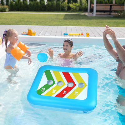 36" Floating Toss Game Inflatable Pool Ring Toss Game Floating Swimming Pool Ring Toy with 4Pcs Water Bags Floating Cornhole Board Set for Multiplayer Water Pool Game Kid Adult