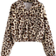 ZAFUL Women's Sherpa Half Zip Pullover Fleece Plaid Leopard Cropped Sweatshirts