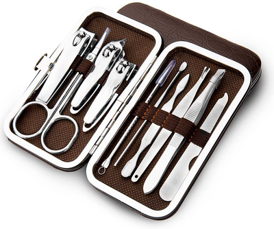 10 PCS Manicure Pedicure Set Nail Clippers - Stainless Steel Manicure Kit - Tools for Nail, Cutter Kits -Perfect Gift for Women or Men， Includes Cuticle Remover Professional Nail Kit with Portable Tra
