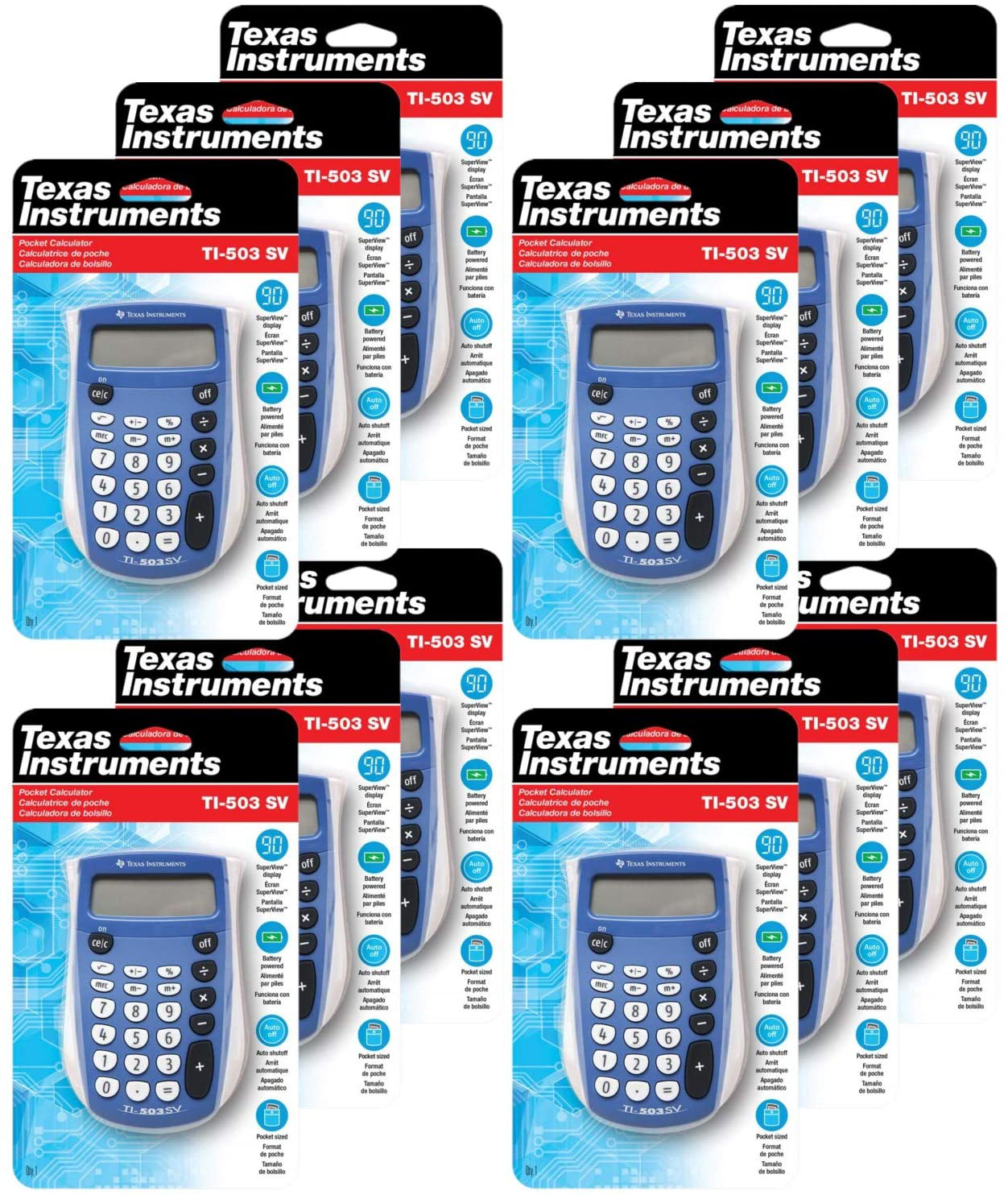 Texas Instruments TI-503 SV 503SV/FBL/2L1 Standard Function Calculator (12 Pack)