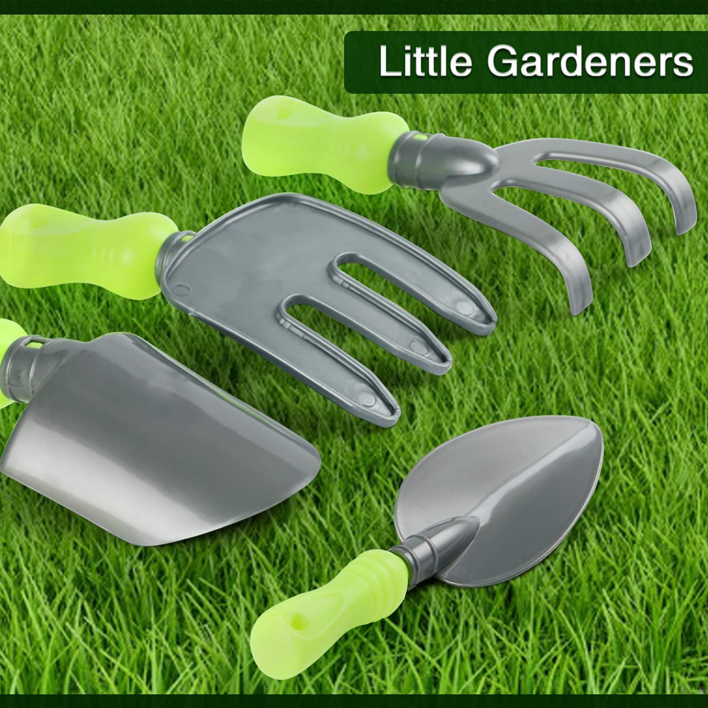 LEMESO Kids Gardening Tools Kit Set, 20 Pcs Plastic Garden Toys with Flower Pots, Watering Can, Shovel, Rake, Trowel and Other Garden Tools, Kids Outdoor Activity Game Tools Kit, Little Gardener Toys
