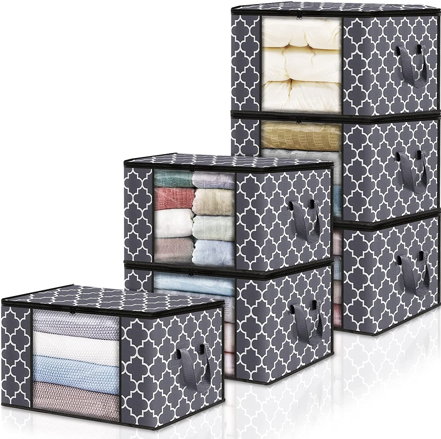 3-Pack Clothes Storage,Foldable Blanket Storage Bags,Storage Containers for Organizing, Clothing, Bedroom, Comforter, Closet, Dorm, Sweater, Quilts, Organizer