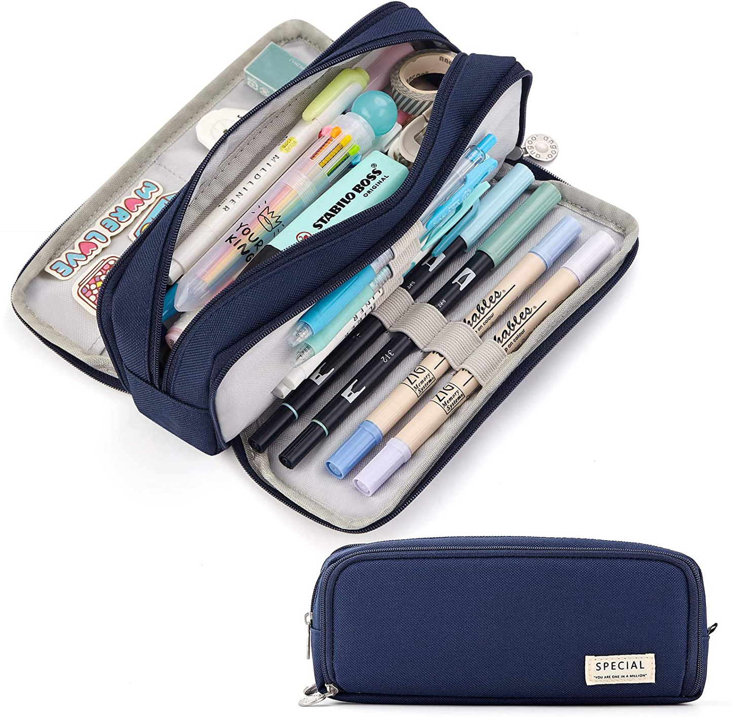 CICIMELON Large Capacity Pencil Case 3 Compartment Pouch Pen Bag for School Teen Girl Boy Men Women