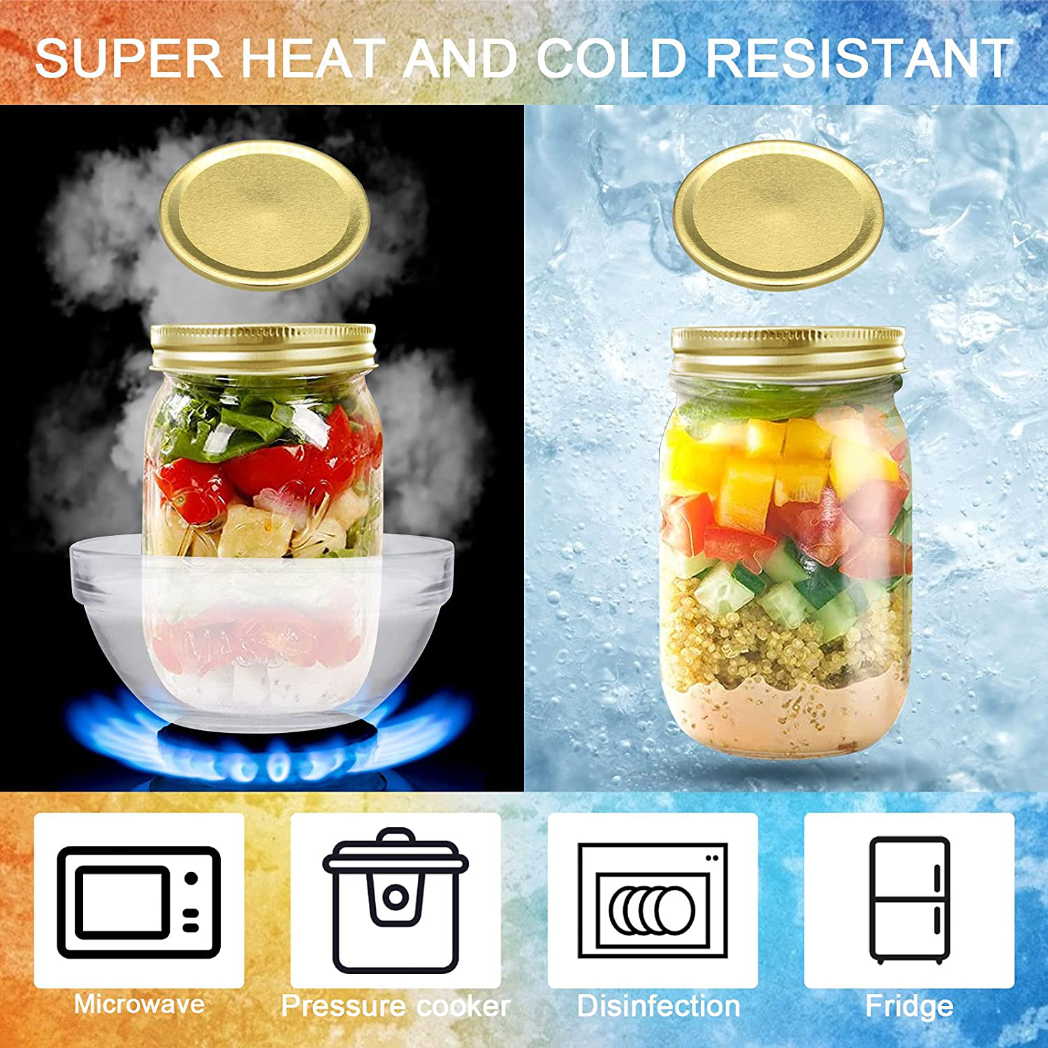 50-Count Canning Jar Lids Wide Mouth for Mason Jar, Leakproof Canning Lids for Ball and Kerr Jars,Split-Type Rustproof Metal Jar Lids for Wide Mouth Jars（86mm,Golden） (50)