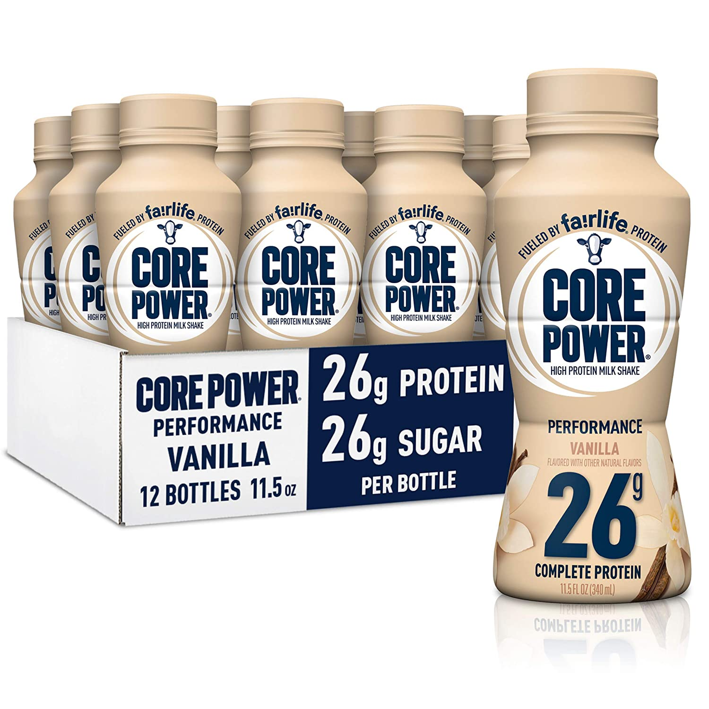 Core Power Protein Shakes (26G), Vanilla, No Artificial Sweeteners, Ready to Drink for Workout Recovery, 11.5 Fl Oz (Pack of 12), Packaging May Vary