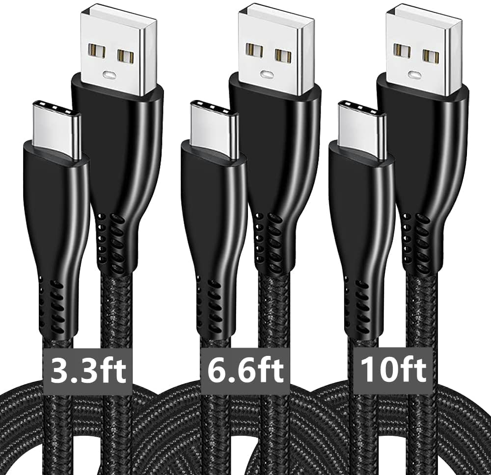3-Pack 10Ft USB Type C Cable for iPads Mini 6, iPads Air4, iPads Pro 12.9, iPads Pro 11 Inch, Samsung, Google Androids ,10FT USB to USB C Cable