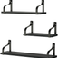Love-KANKEI Floating Shelves Wall Mounted Rustic Wood Wall Shelves Set of 3 for Bedroom Living Room Bathroom Kitchen Black