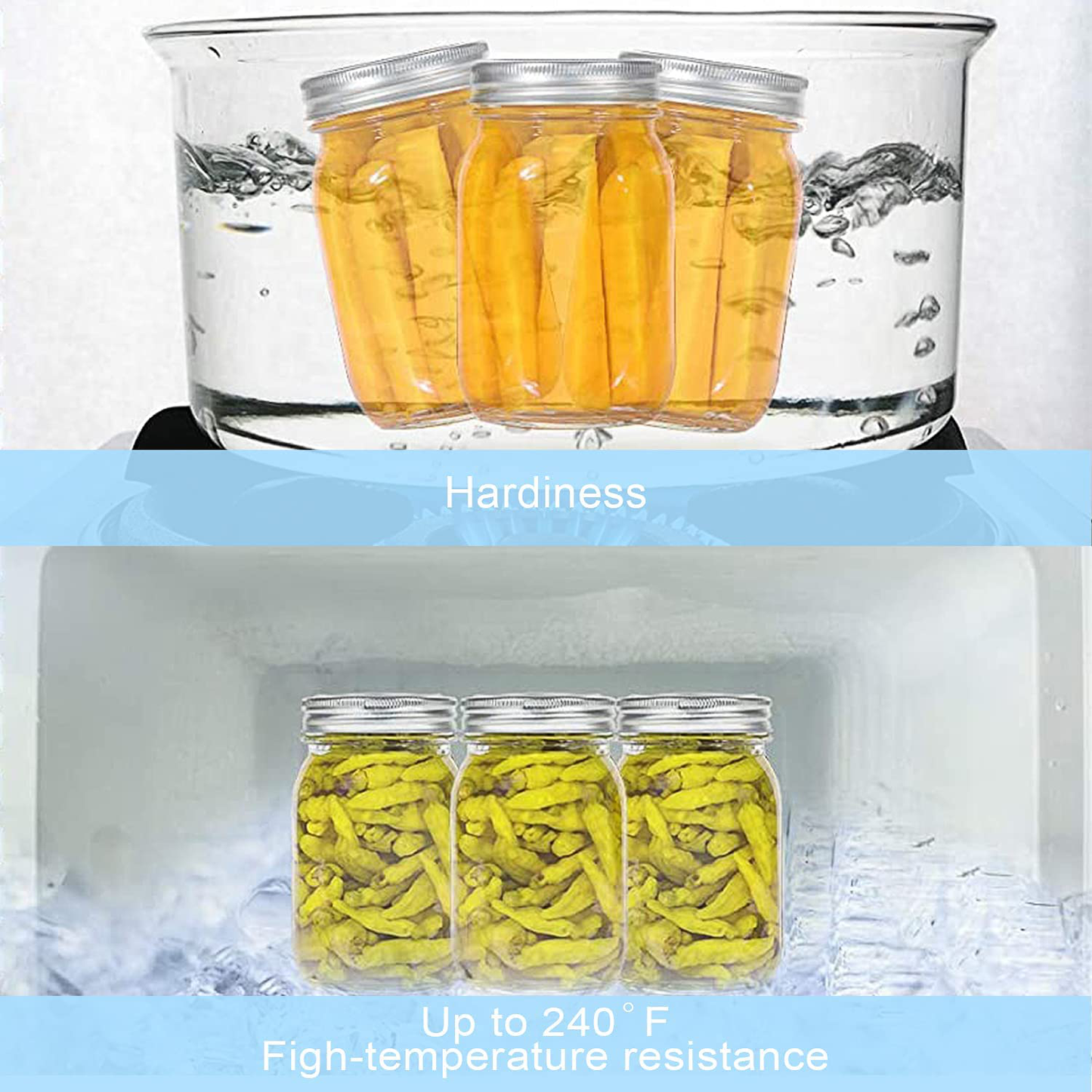 Mason Jars 16OZ, 6 Pack Regular Mouth Jars with Lids and Bands (Split-Type),Extra 24 Lids--Gold