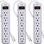KMC 6-Outlet Power Strip, Overload Protection, 3-Foot Cord, White