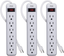 KMC 6-Outlet Power Strip, Overload Protection, 3-Foot Cord, White