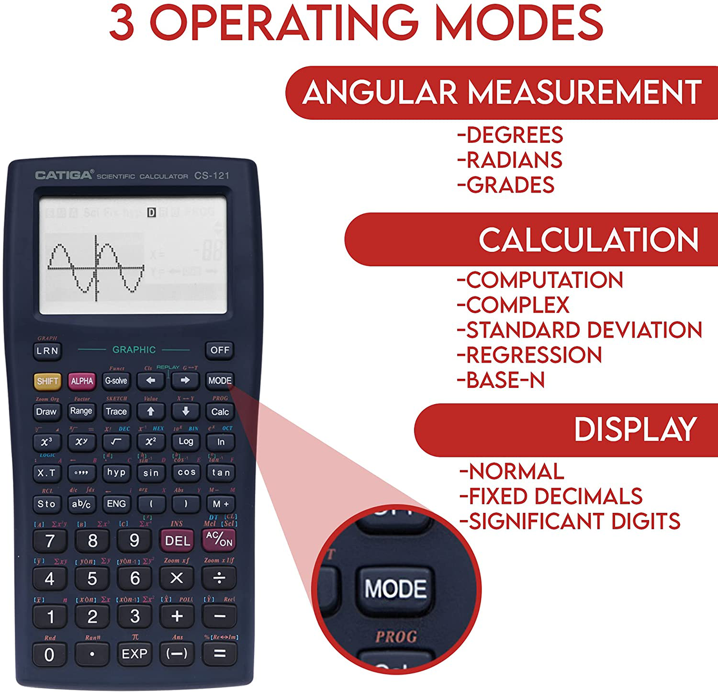 Scientific Graphic Calculator - CATIGA CS121 - Scientific and Engineering Calculator - Programmable System (Black)