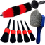 LUCKLYJONE 7Pcs Wheel & Tire Brush, car Detailing kit, 17inch Long Soft Wheel Brush 5 car wash Detail Brush car wash kit for Cleans Dirty Tires & Releases Dirt and Road Grime, Short Handle
