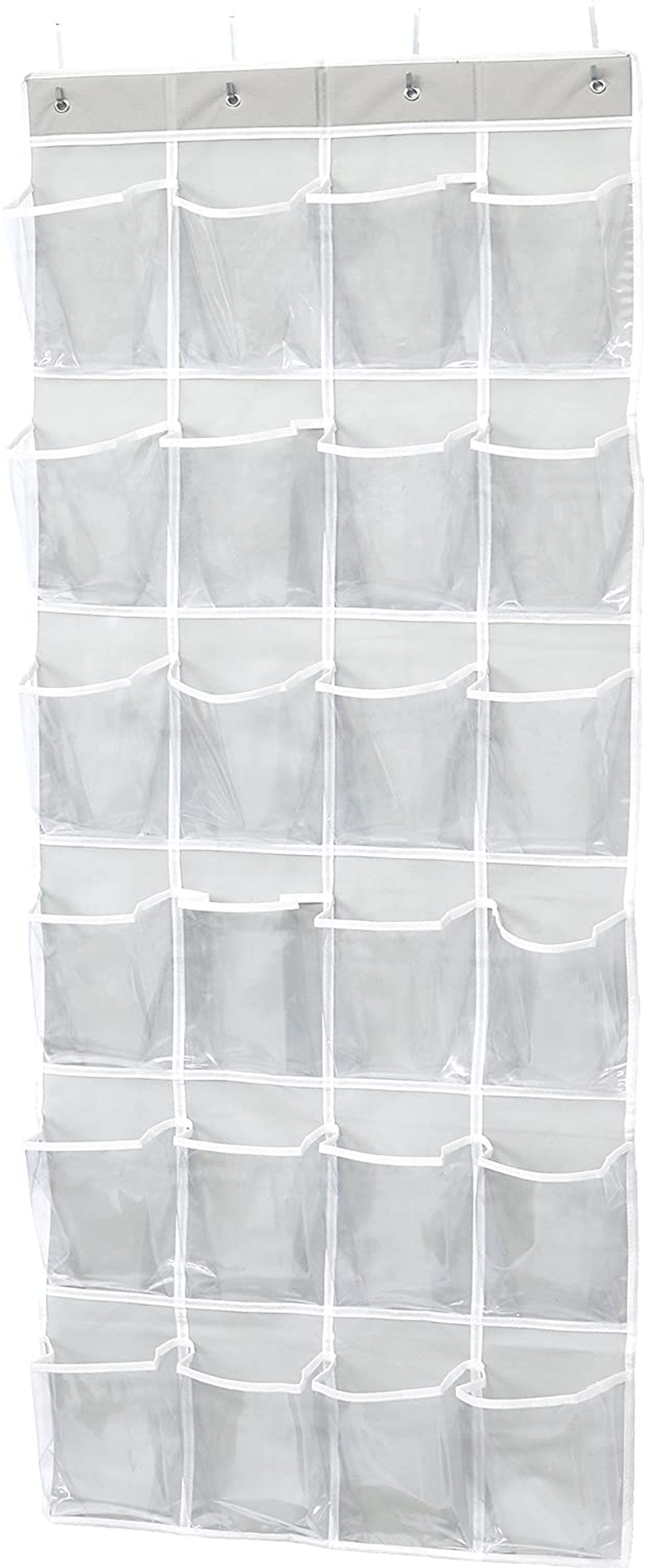 Simple Houseware 24 Pockets Large Clear Pockets Over The Door Hanging Shoe Organizer, Gray (56" x 22.5")