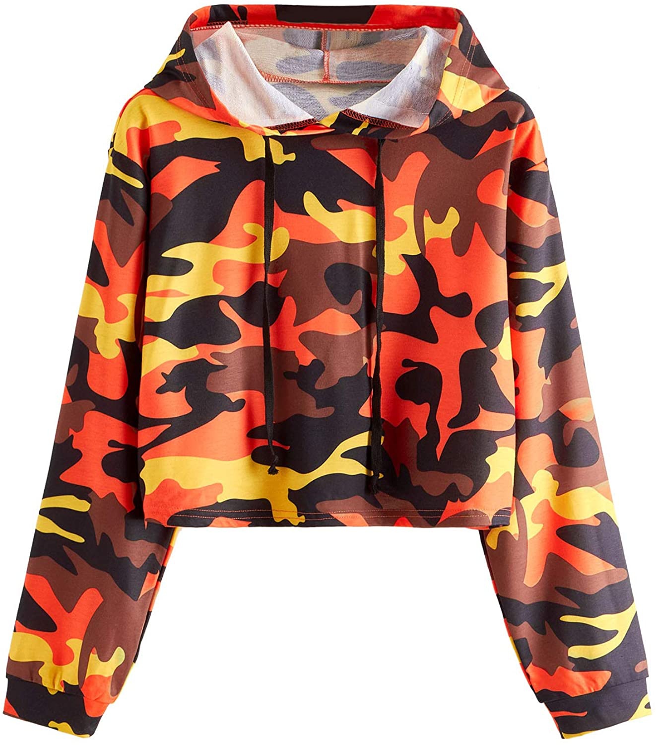 MakeMeChic Women's Camo Printed Long Sleeve Sweatshirt Crop Top Hoodies