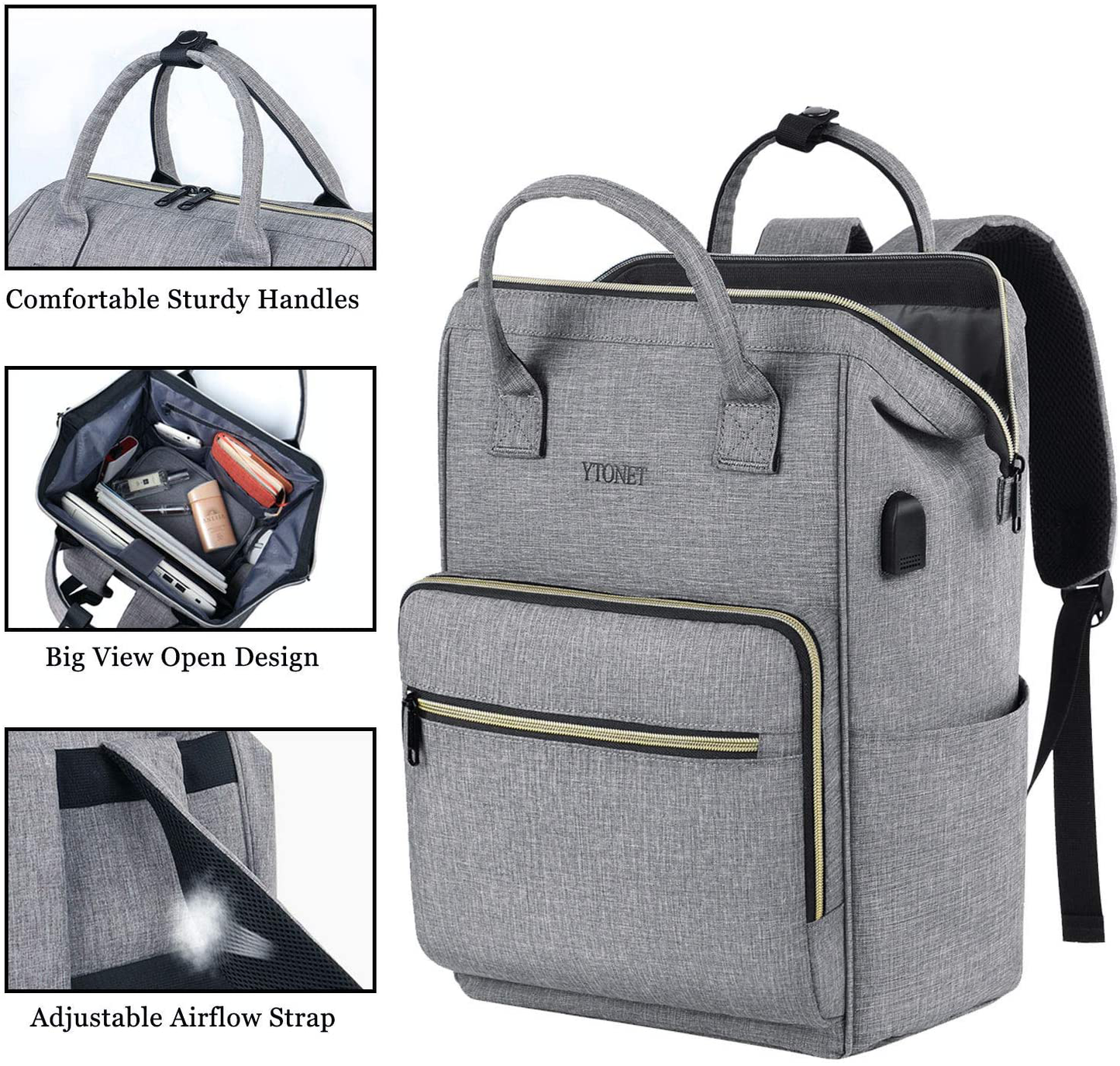 Laptop Backpack for Women Men, Travel Backpack for 15.6 Inch Laptop with RFID Pocket USB Charging Port