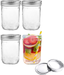 Set of 4 Mason Jars with Lids Wide Mouth Canning Glass Storage Jars for Food Coffee (480ML/16Oz)