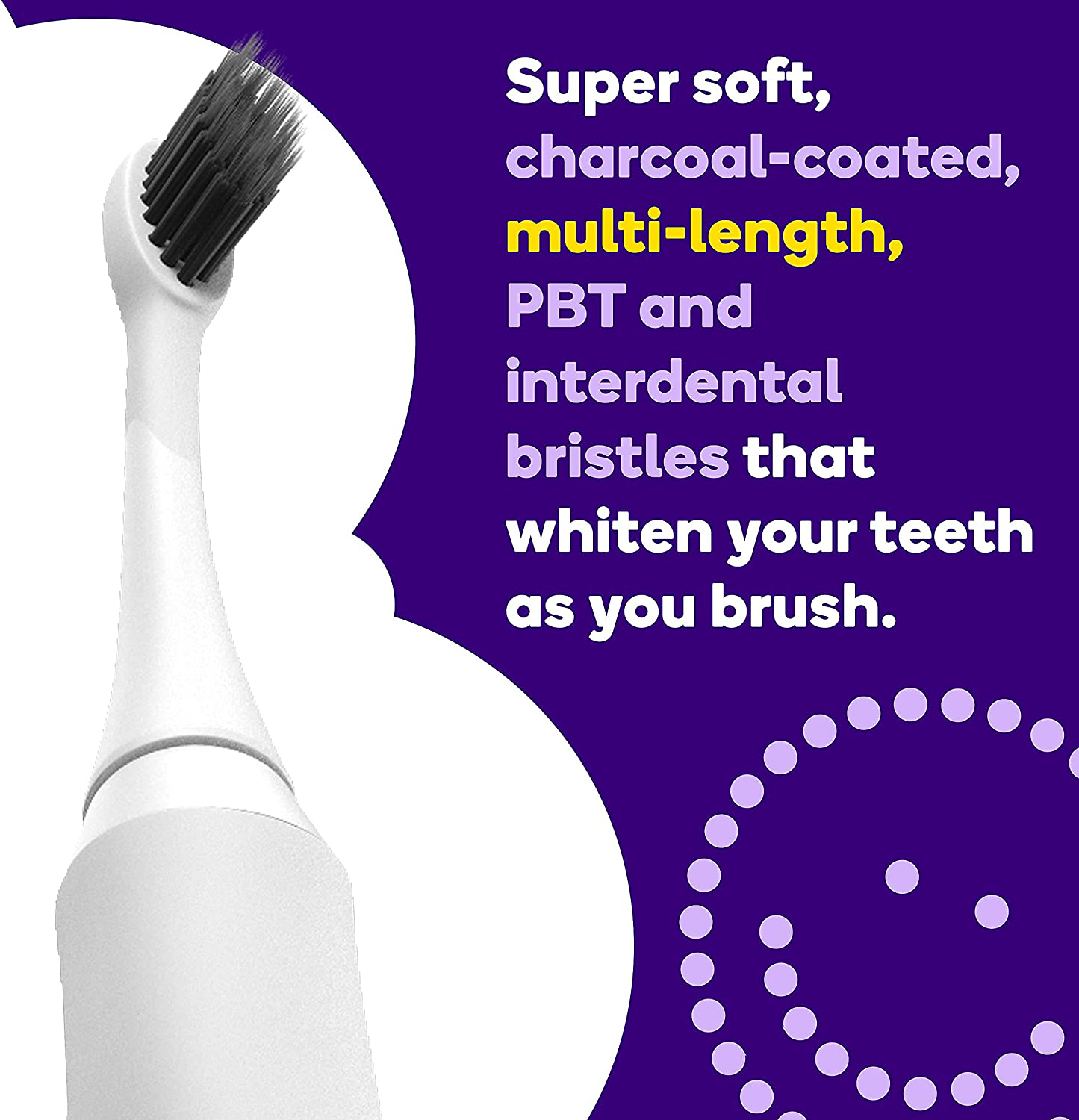 BURST Replacement Electric Toothbrush Heads, Charcoal Bristles, BURST Sonic Toothbrush Compatible, Deep Clean, Healthier Smile, 3pk