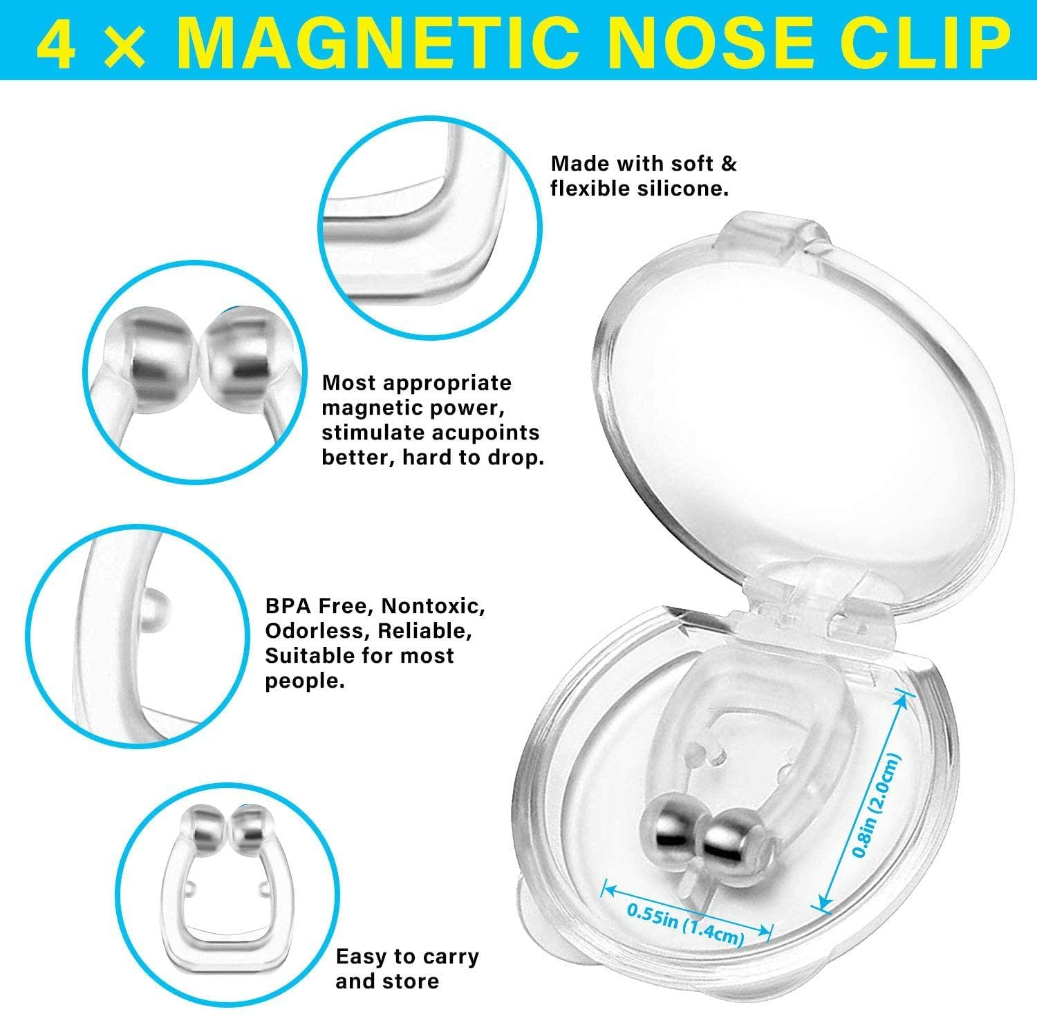 Anti Snoring Devices - Silicone Magnetic Snore Stopper for Deep Sleep,Snoring Solution, Comfortable & Professional (10 PCS)