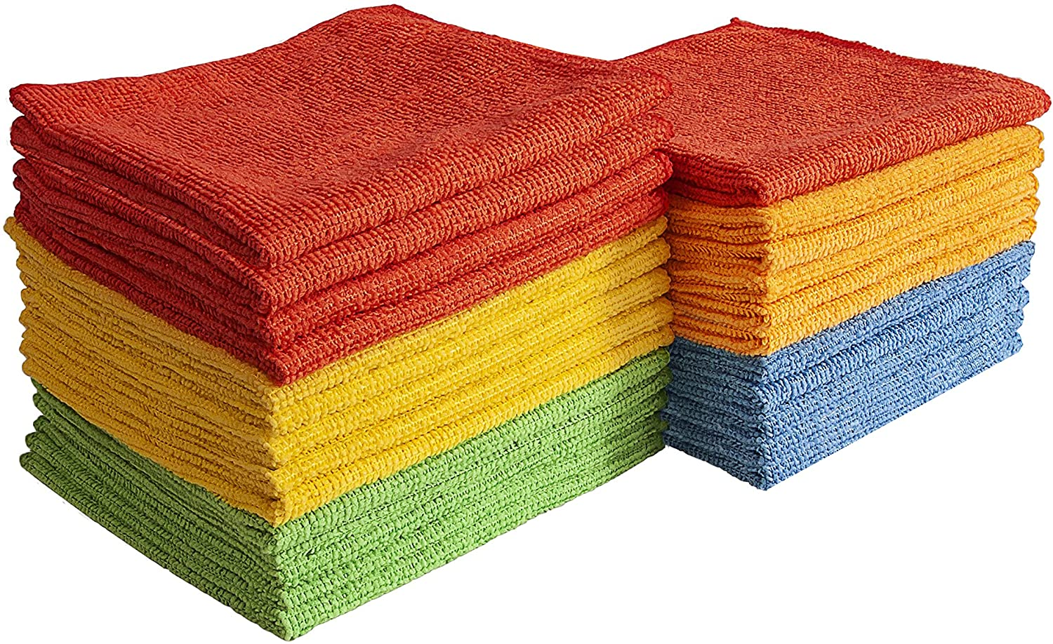 Microfiber Cleaning Cloths for Home, Kitchen, and Auto Detailing, 11.5 by 11.5 Inches, 5 Colors, 25 Pack