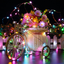 50 LED 17Ft Outdoor Solar String Lights, Multicolor Super Bright Solar Fairy Lights with 8 Lighting Modes Waterproof Decoration Silver Wire Lights for Patio Yard Trees Christmas Wedding Party, 2 Pack