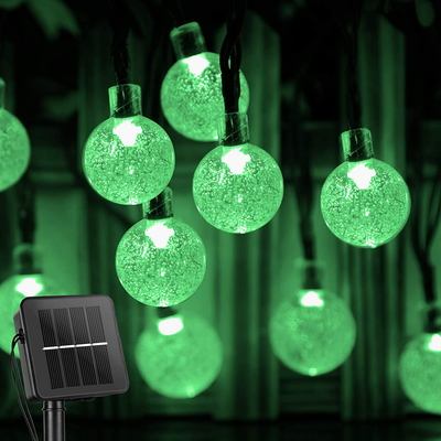 Solar String Lights Outdoor 60 Led 35.6 Feet Crystal Globe Lights with 8 Lighting Modes, Waterproof Solar Powered Patio Lights for Garden Yard Porch Wedding Party Decor (Green)