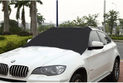 Cutequeen Premium Windshield Snow Cover and Sun Shade Protector-Windproof Magnetic Edges-Door Flaps-Sizes for All Vehicles-Covers Wipers - Ice,Snow,Frost Guard - No More Scrape!