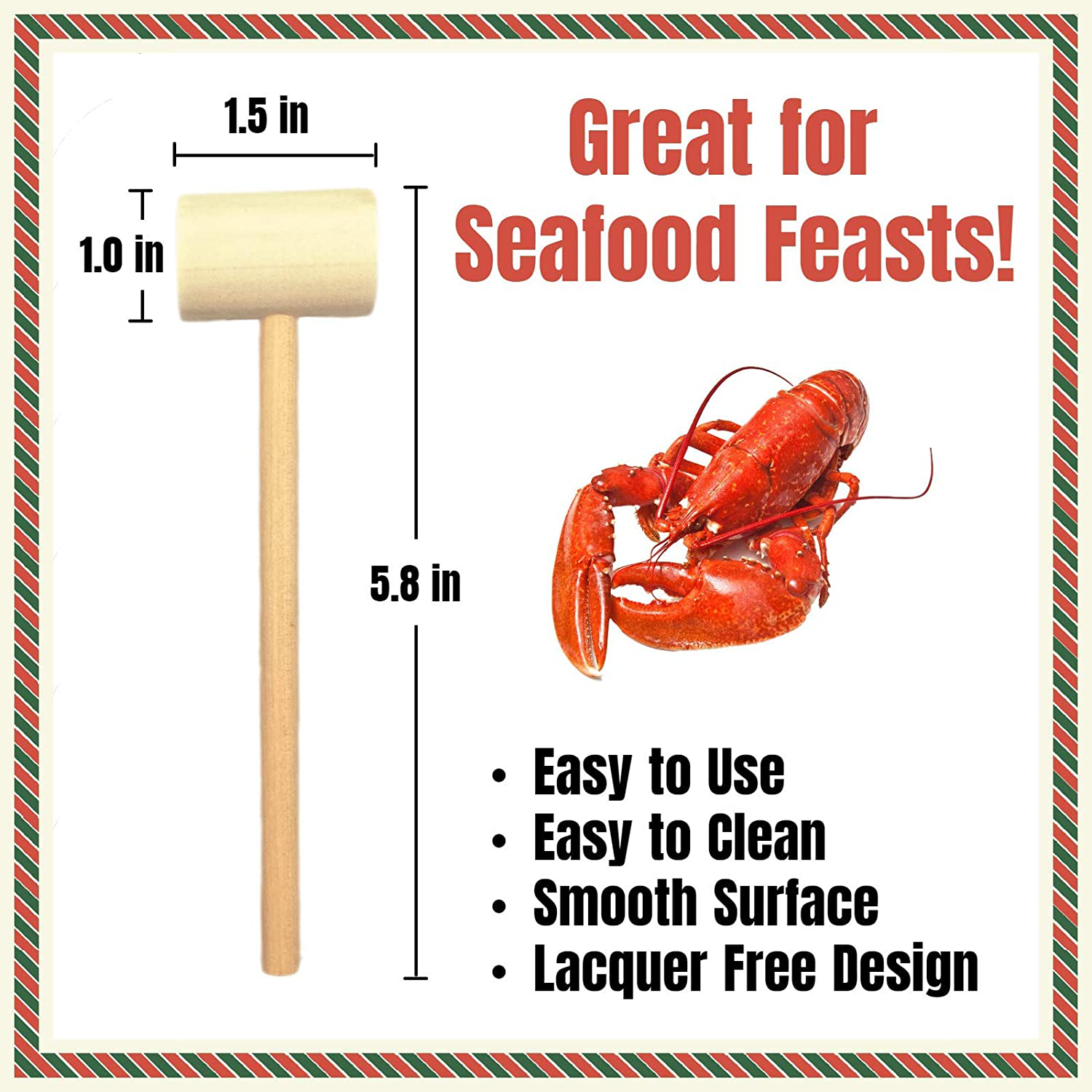 Wood Mallet, Wooden Hammers Mini Wooden Mallet, 6 Pcs Crab Mallets Natural Hardwood Lobster Hammers for Cracking Shellfish Seafood Tools Fits Crab Mallet/Lobster Hammer Wood (Natural Wood Color)