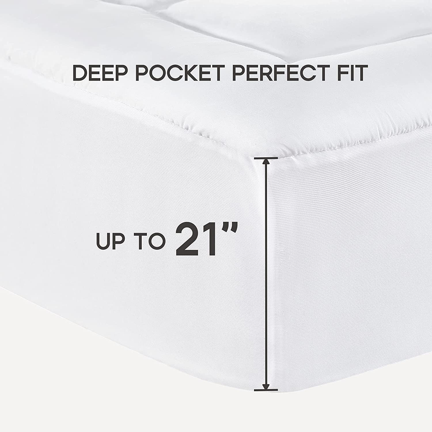 SONIVE Quilted Mattress Pad Soft Fluffy Pillow Top Mattress Cover Down Alternative Fill Topper Streches up to 21 Inches Deep Pocket (White, Full)