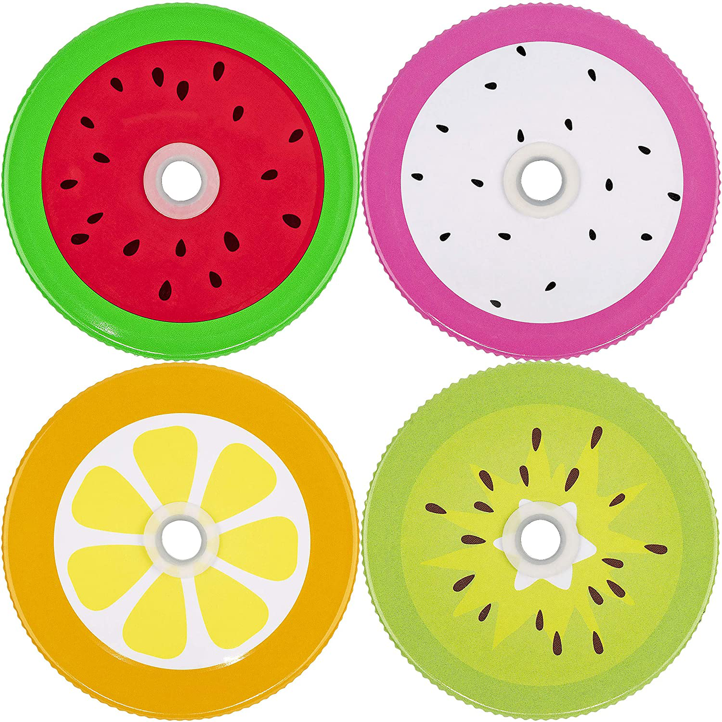 Southern Homewares Polka Dot Pattern Mason Jar Lids for Straws Set of 4 Fun Jar Lids Kids Colorful Jar Lids Straw Holes Small