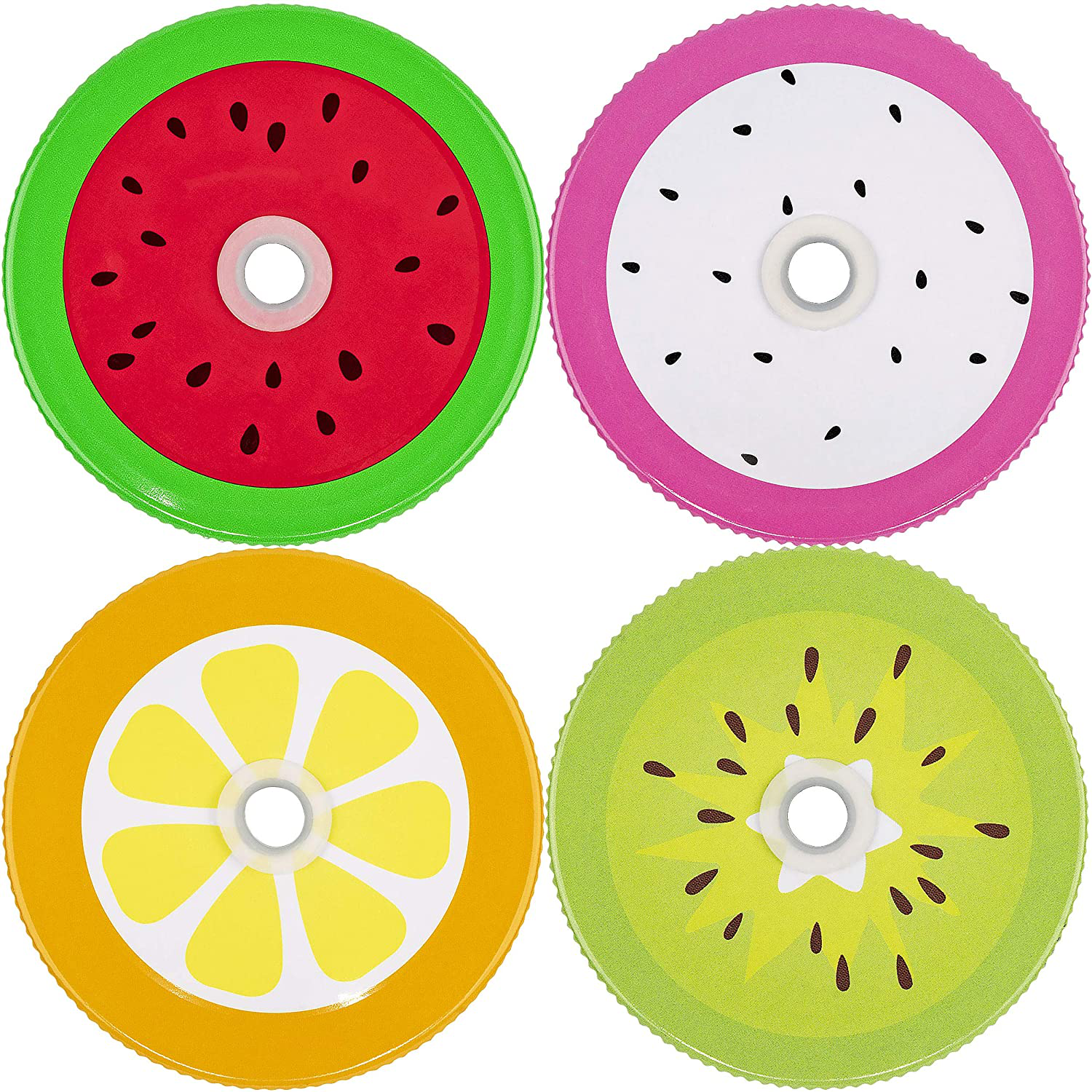 Southern Homewares Polka Dot Pattern Mason Jar Lids for Straws Set of 4 Fun Jar Lids Kids Colorful Jar Lids Straw Holes Small