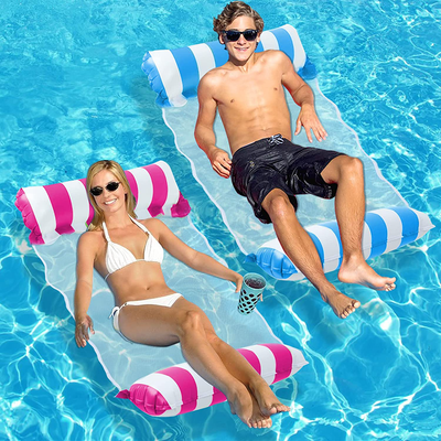 Inflatable Pool Float, 2-Pack Adult Pool Floaties, Multi-Purpose 4-in-1 Swimming Water Floating Rafts ( Saddle, Lounge Chair, Hammock, Drifter) for Pool, Lake, Beach, River