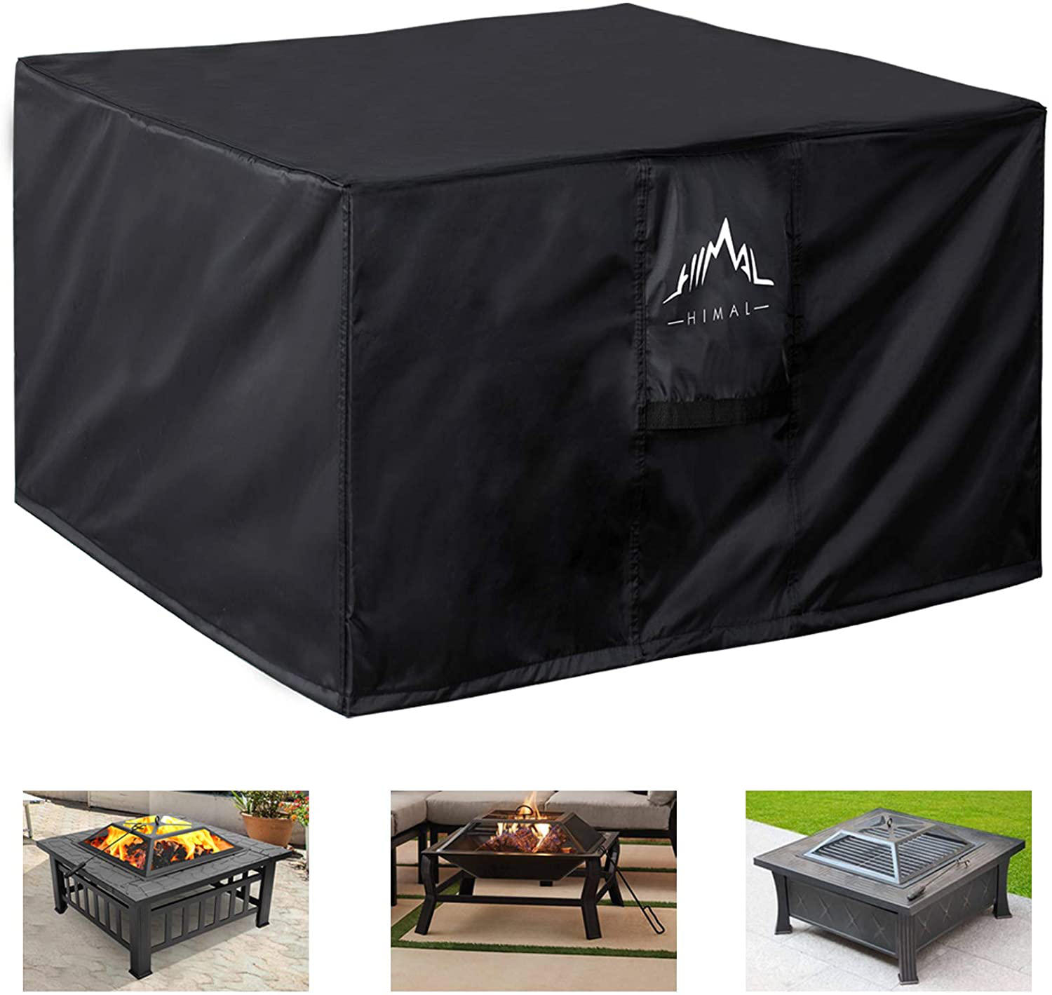 Outdoors Fire Pit Cover- Heavy Duty Waterproof 600D Polyester with Thick PVC Coating, Round Fire Pit Cover, Waterproof