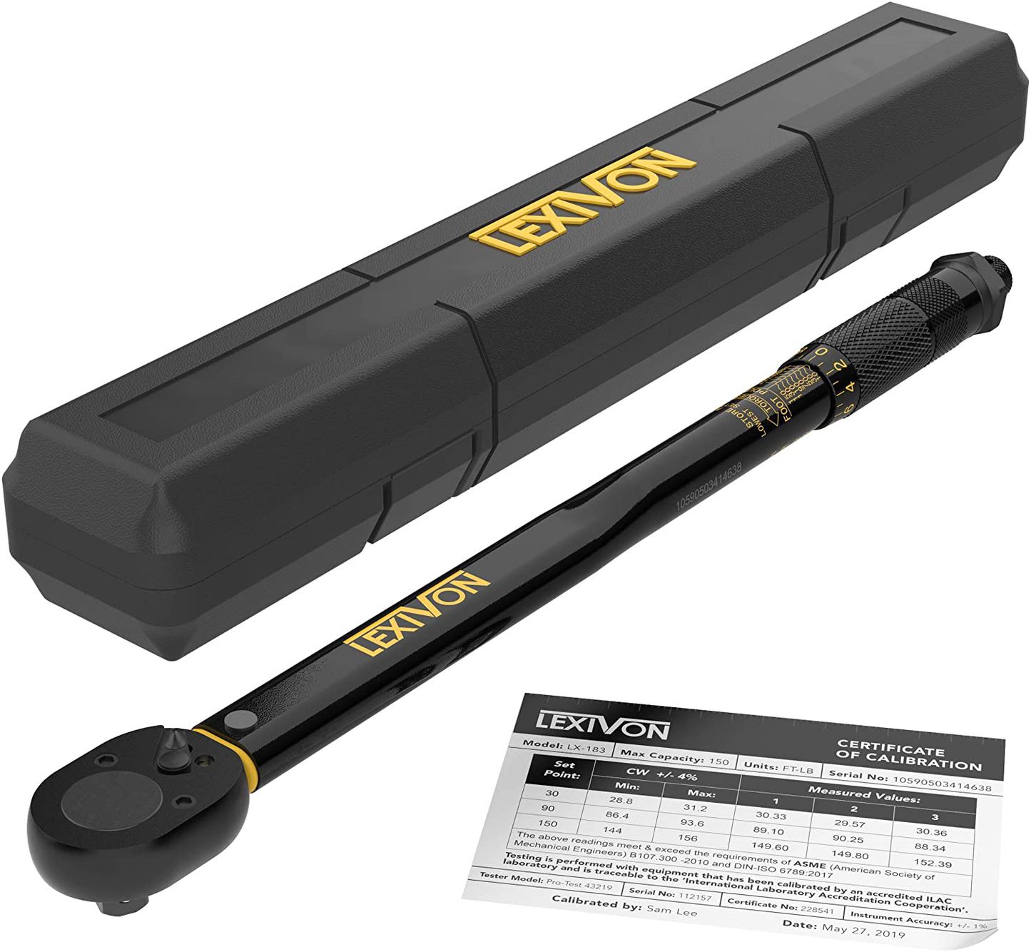 LEXIVON 1/2-Inch Drive Click Torque Wrench 25-250 Ft-Lb/33.9-338.9 Nm (LX-184)