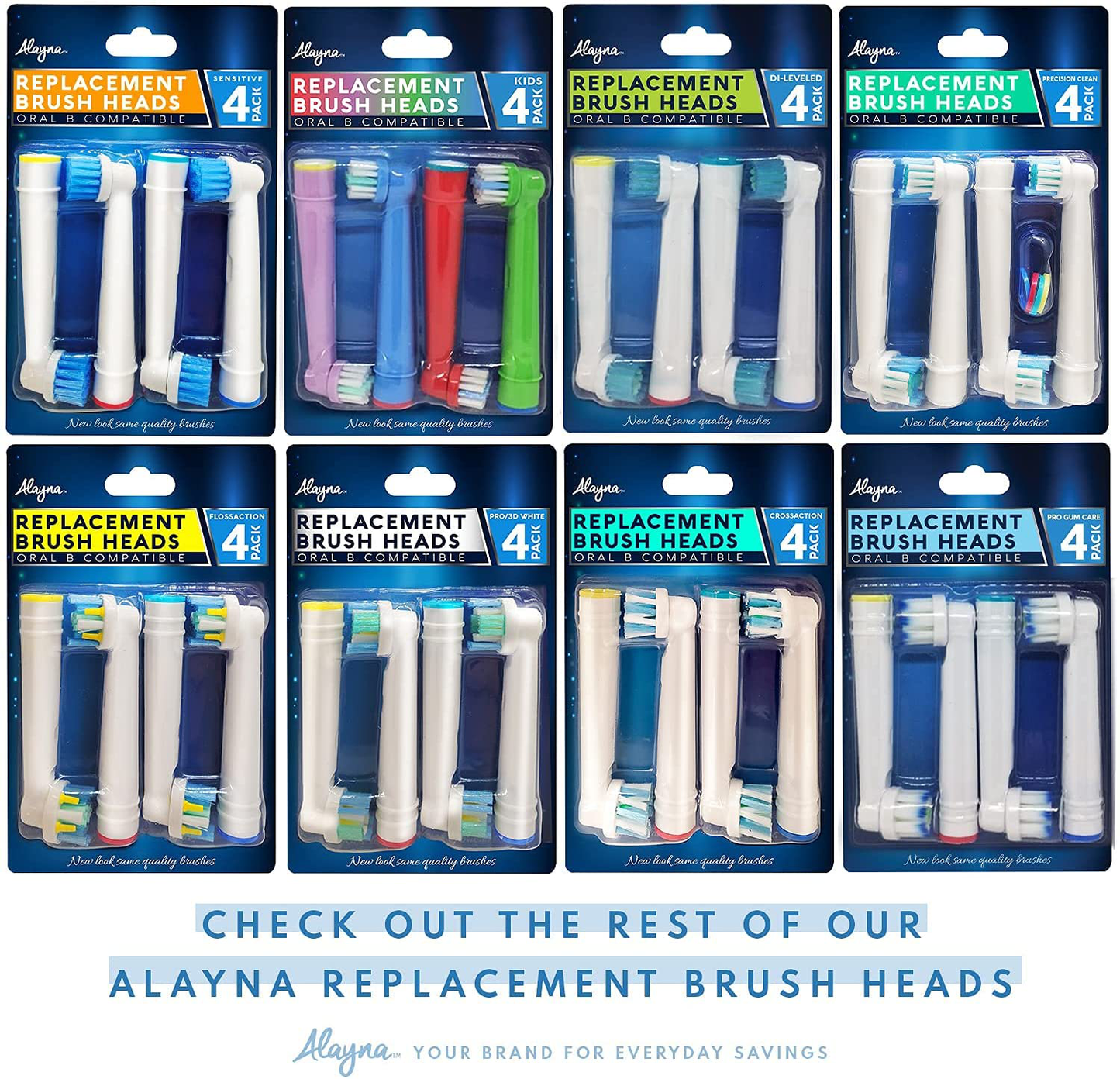 Holiday Pack of 16 Double Clean, Cross, Floss, and Precise Oral B Braun Compatible Electric Toothbrush Parts- Fits Oral-B Kids, Pro 1000 + More!
