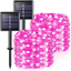 JMEXSUSS Pink Solar Fairy Lights, 2 Pack Each 33ft 100 LED Solar String Lights Outdoor Waterproof, 8 Modes Cooper Wire Solar Fairy Lights for Party Patio Garden Yard Christmas