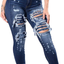 Sexyshine Women's High Waisted Skinny Destroyed Ripped Hole Denim Pants Long Stretch Pencil Jeans