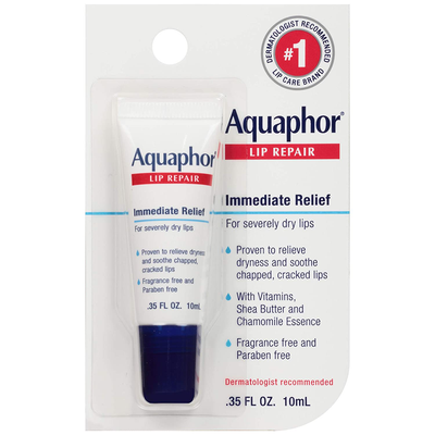 Aquaphor Lip Repair Ointment - Long-lasting Moisture to Soothe Dry Chapped Lips Tube, 0.35 Fl Oz (Pack of 1)