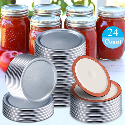 24-Count Canning Lids Wide Mouth Canning Jar Flats for Ball Kerr Jars Ewadoo Split-Type Metal Mason Jar Lid for Canning-Food-Grade Material-100% Fit & Airtight for Large Mouth Jars(Not Include Rings)