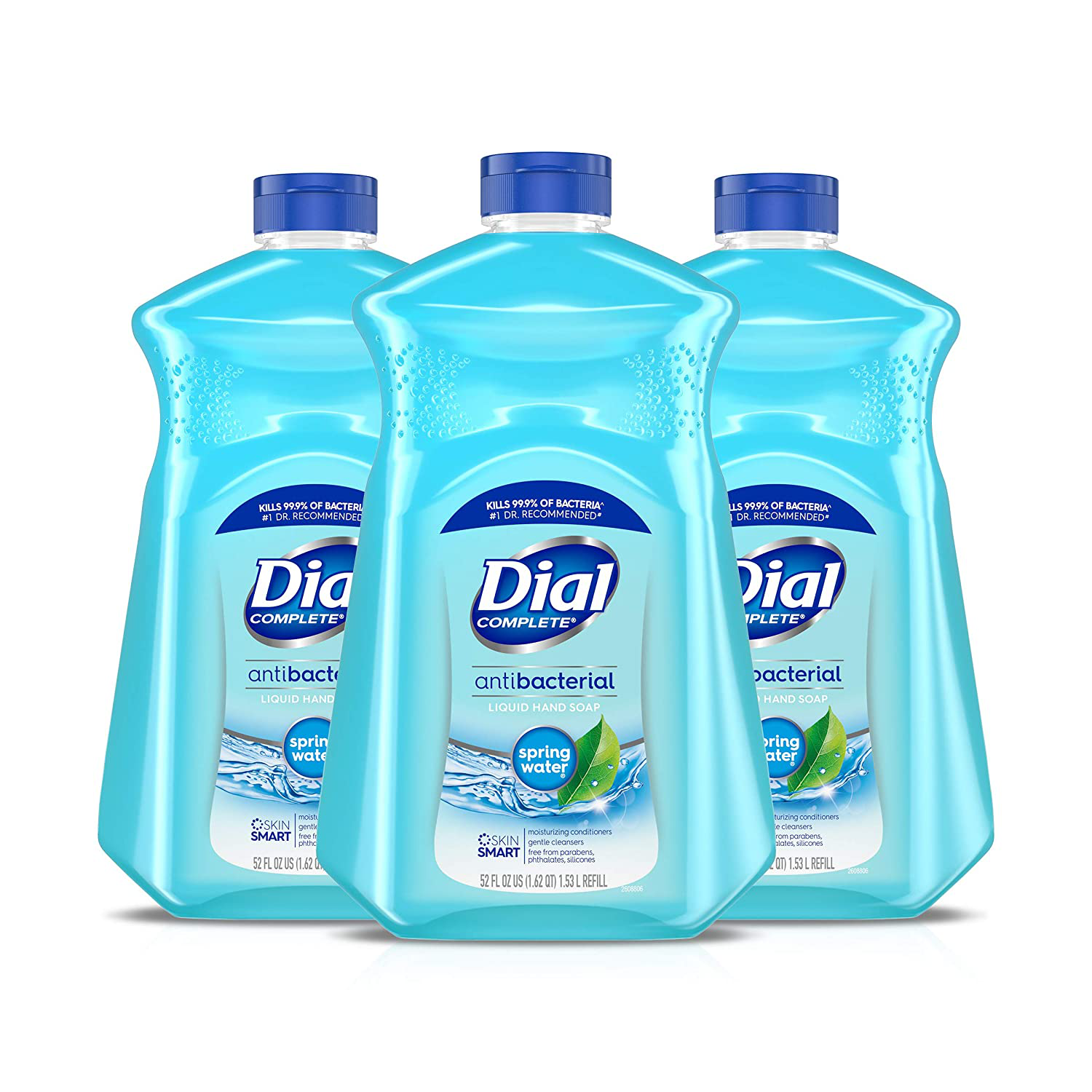 Dial Antibacterial Liquid Hand Soap Refill, Spring Water, 52 Fluid Oz (Pack of 3)