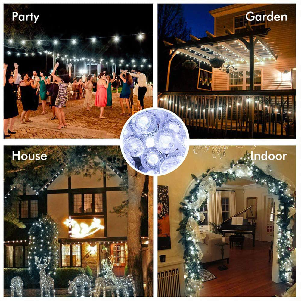 Metaku Globe String Lights Fairy Lights Battery Operated 26ft 60LED String Lights with Remote Waterproof Indoor Outdoor Hanging Lights Decorative Christmas Lights for Home Party Patio Garden Wedding