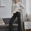 SOLY HUX Women's Elastic Waist Tie Front Flare Leg Pants Ribbed Knit Trousers