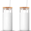 tronco 20oz Glass Tumbler Straw Silicone Protective Sleeve Bamboo Lid - BPA Free(White/2-Pack)